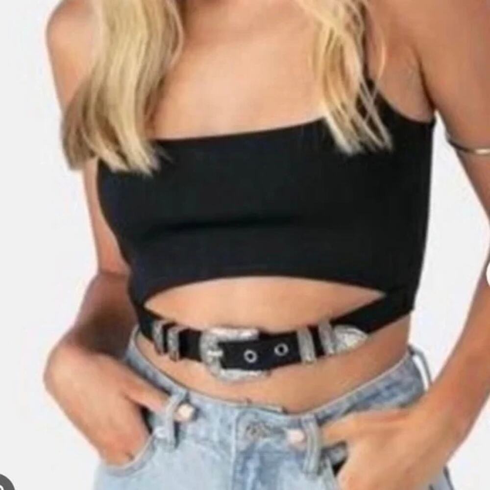 NWT ADIKA | M | GRAILED BUCKLE TOP Cropped Crop Bralette Western Festival